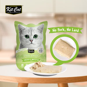 [1ctn=24pcs] Kit Cat Petite Pouch Complete & Balanced Wet Cat Food - Chicken & Whitefish in Aspic (70g x 24)