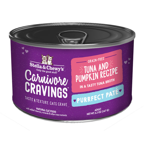 Stella & Chewy's Carnivore Cravings-Purrfect Pate Tuna & Pumpkin Pate Recipe in Broth for Cats (5.2oz)
