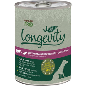 NurturePro Longevity Beef and Salmon with Green Tea Essence Canned Food for Dogs (375g)