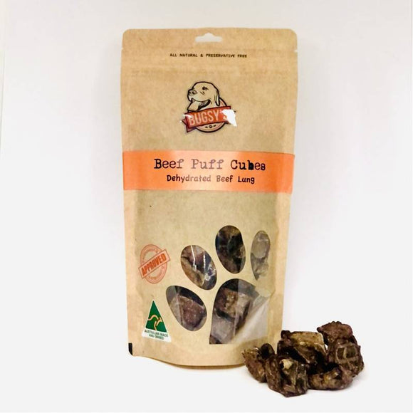 Bugsy’s Australian Beef Puff (Dehyrated Beef Lung) Treats for Dogs (100g)