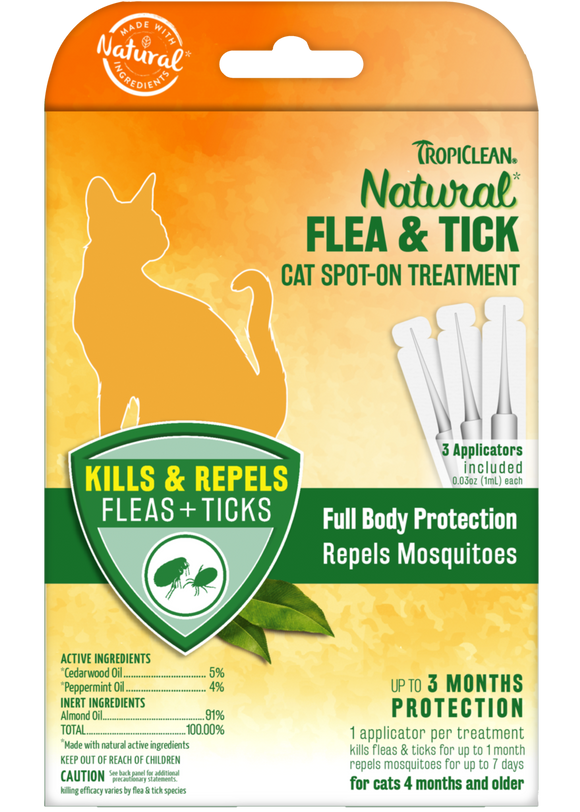 TropiClean Natural Flea and Tick Spot-On Treatment for Cats