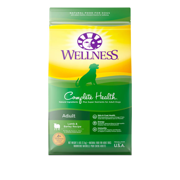 Wellness Complete Health Adult (Lamb & Barley) Dry Food for Dogs (2 sizes)