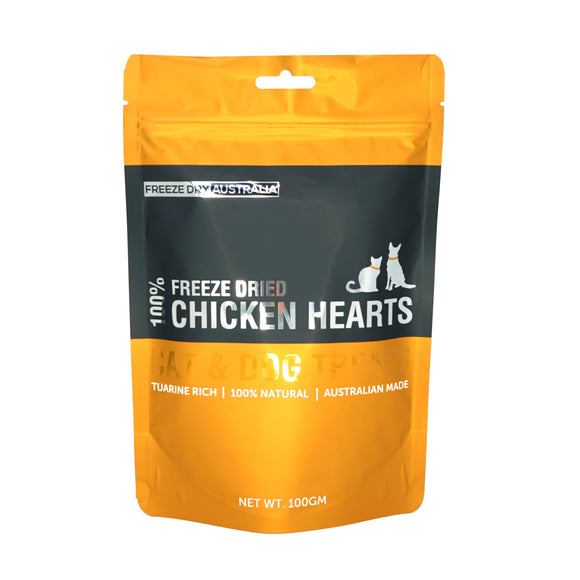 Freeze Dry Australia Freeze-Dried Chicken Heart Treats for Dogs & Cats (100g)