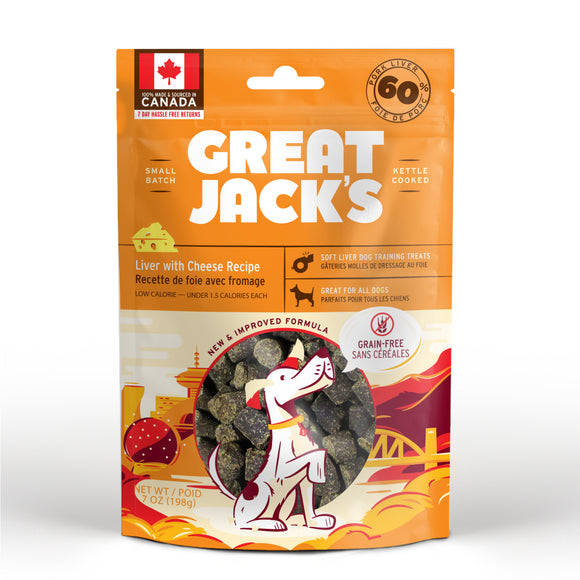 Canadian Jerky Great Jack's Liver with Cheese Recipe Treats for Dogs (7oz / 198g)