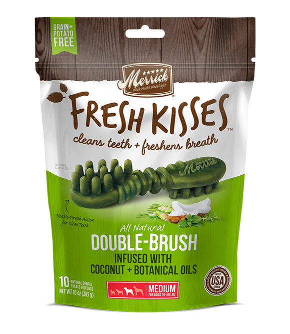 [MR-66022] [30% OFF] Merrick Fresh Kisses infused with Coconut + Botanical Oils Breath Strips (Medium Dog, 25-50lbs) (6pcs/pkt)