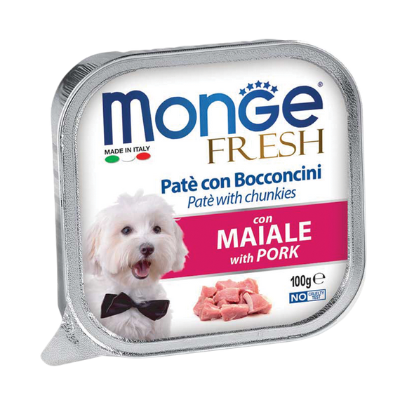 [1ctn=32pcs] Monge Fresh Pate & Chunkies Pork Dog Food (100g)