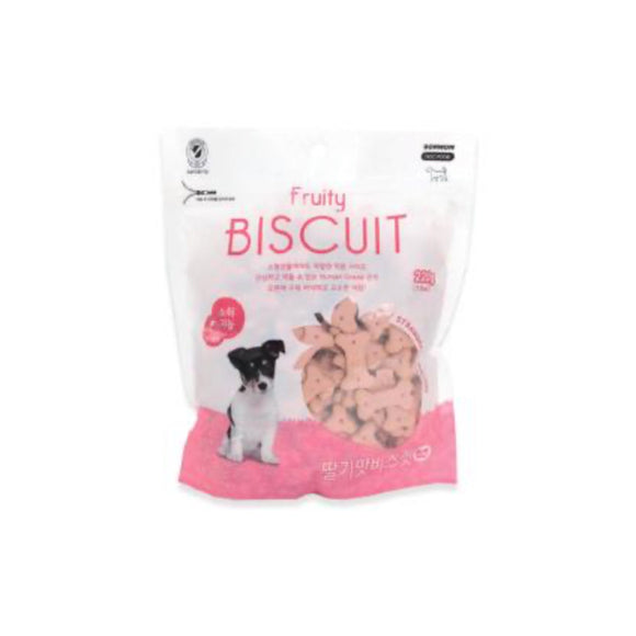 [BW2022] Bow Wow Strawberry Fruity Biscuits Treats for Dogs (220g)