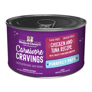 Stella & Chewy's Carnivore Cravings-Purrfect Pate Chicken & Tuna Pate Recipe in Broth for Cats (5.2oz)