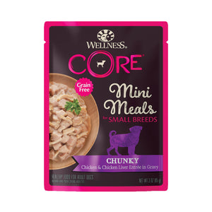 [WN-SBMMCCL] Wellness Core Small Breed Grain Free Chunky Chicken & Chicken Liver Dinner Mini Meal Wet Food for Dogs (3oz)