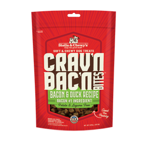 Stella & Chewy’s Crav’n Bac’n Bites Bacon & Duck Recipes Treats for Dogs (8.25oz)