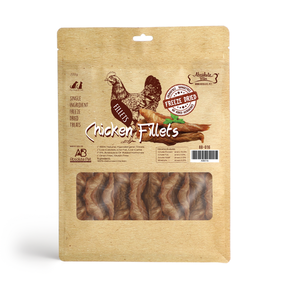Absolute Bites Freeze Dried Chicken Fillets Treats for Dogs & Cats (2 sizes)