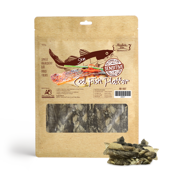 Absolute Bites Air Dried Cod Fish Platter Treats for Dogs (400g)