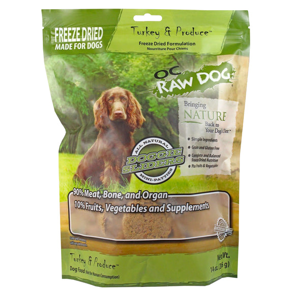 OC Raw Dog Turkey & Produce Sliders Freeze-Dried Food for Dogs (14oz)