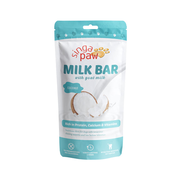SingAPaw Milk Bar with Goat Milk (Coconut) Chew for Dogs (2 sizes)