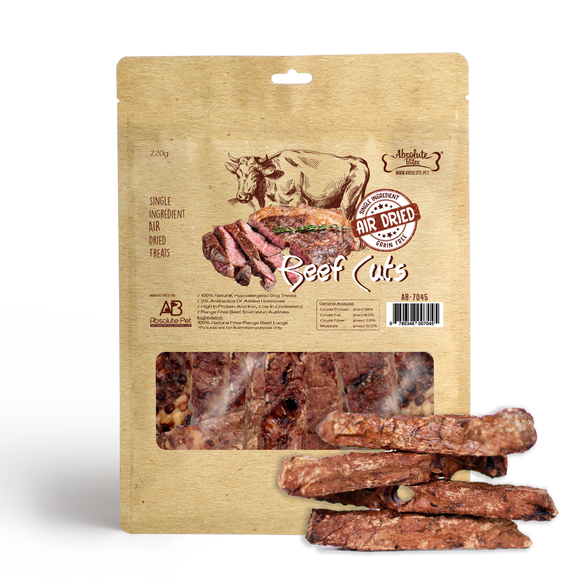 Absolute Bites Air Dried Beef Cuts Treats for Dogs (220g)