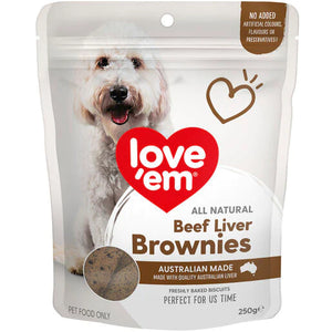 Love'em Beef Liver Brownies Dog Treats 250g