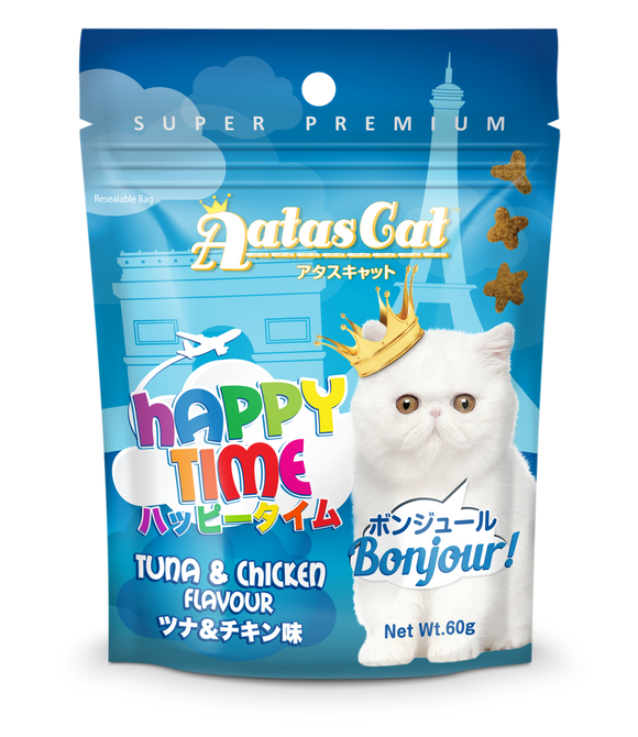 [Bundle of 3] Aatas Cat Happy Time Bonjour - Tuna & Chicken Flavour (60g)