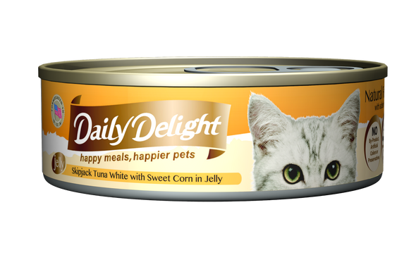 [1carton=24cans] Daily Delight Skipjack Tuna White with Sweet Corn in Jelly (80g)