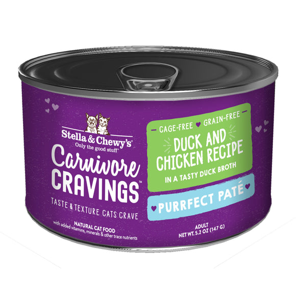 Stella & Chewy's Carnivore Cravings-Purrfect Pate Duck & Chicken Pate Recipe in Broth for Cats (5.2oz)