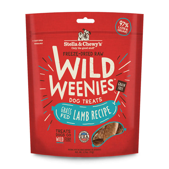 Stella & Chewy’s Freeze-Dried Raw Wild Weenies Treats for Dogs (Grass-Fed Lamb) 3.25oz