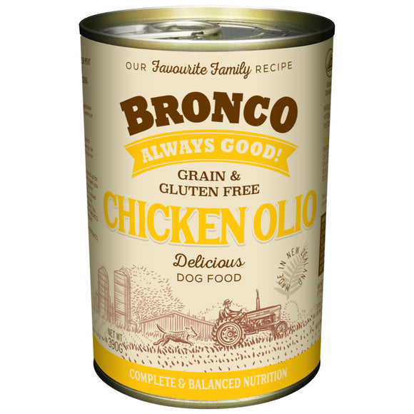 [1carton=12cans] Bronco Chicken Olio Wet Canned Food for Dog (390g)