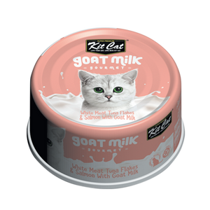 [1carton] Kit Cat Gourmet Goat Milk Series Canned Food (White Meat Tuna Flakes & Salmon) 70g x 24cans