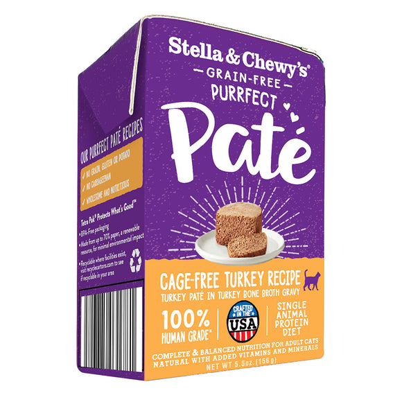 Stella & Chewy’s Purrfect Paté Cage-Free Turkey Recipe Wet Food for Cats (5.5oz)