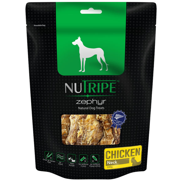 Nutripe Zephyr Air Dried Chicken Neck Treats for Dogs (100g)