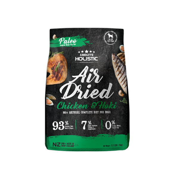 Absolute Holistic Air Dried Dry Food (Chicken & Hoki) for Dogs (1kg)