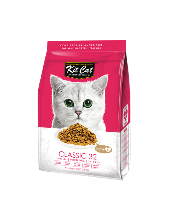 Kit Cat Classic 32 (Taurine Added) Dry Food for Cats (2 sizes)