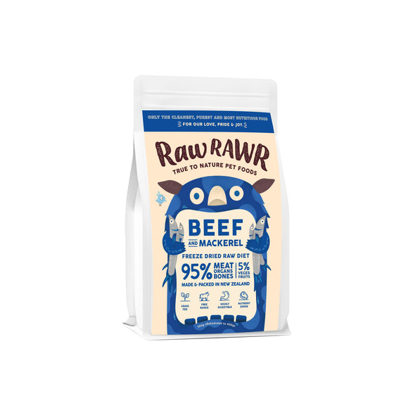 Raw Rawr Freeze-Dried Beef & Mackerel Balanced Raw Diet for Dogs (2 sizes)