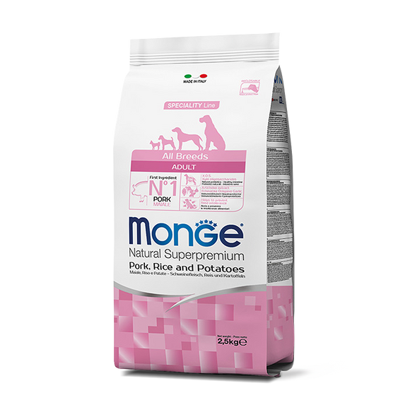 [MC-1105] Monge Natural Superpremium Adult Pork, Rice & Potatoes Recipes Dry Food for Dogs (2.5kg)