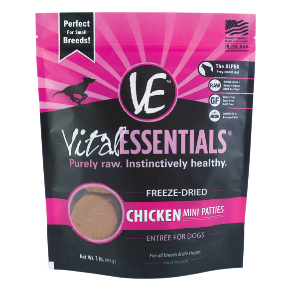 Vital Essentials Freeze-Dried Raw Mini Patties for Dogs (Chicken) 1lb/453g