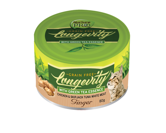 NurturePro Longevity Chicken & Skipjack Tuna Meat with Ginger Canned Food for Cats (80g)
