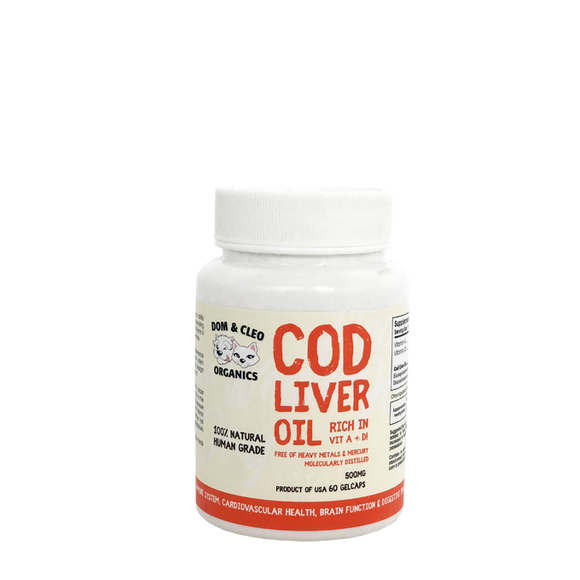 Dom & Cleo Organics Cod Liver Oil for Dogs & Cats (60 gelcaps)
