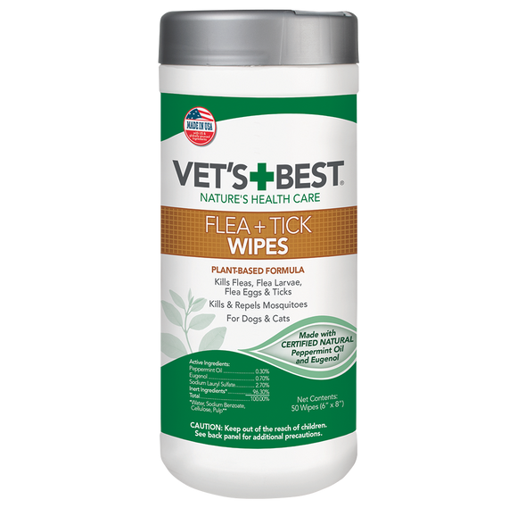 [VB-0459] Vet's Best Flea and Tick Wipes for Dogs and Cats (50pcs)