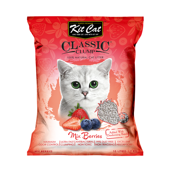 Kit Cat 100% Natural Classic Clump Cat Litter (Mix Berries) 10L/7kg