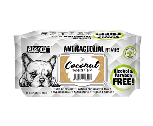 Absorb Plus Antibacterial Pet Wipes (Coconut) 80pcs