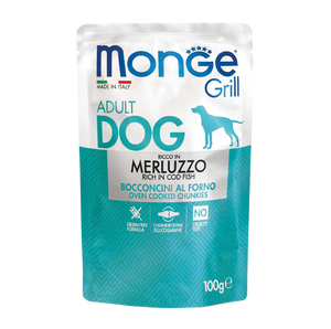 [1ctn=24packs] Monge Grill Pouches for Dogs (Codfish) 100g