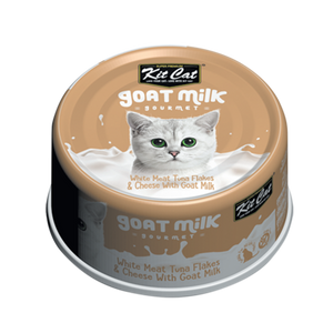 [1carton] Kit Cat Gourmet Goat Milk Series Canned Food (White Meat Tuna Flakes & Cheese) 70g x 24cans