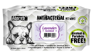 Absorb Plus Antibacterial Pet Wipes (Lavender) 80pcs