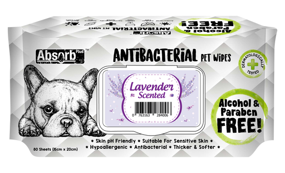 [Bundle of 3] Absorb Plus Antibacterial Pet Wipes (Lavender)