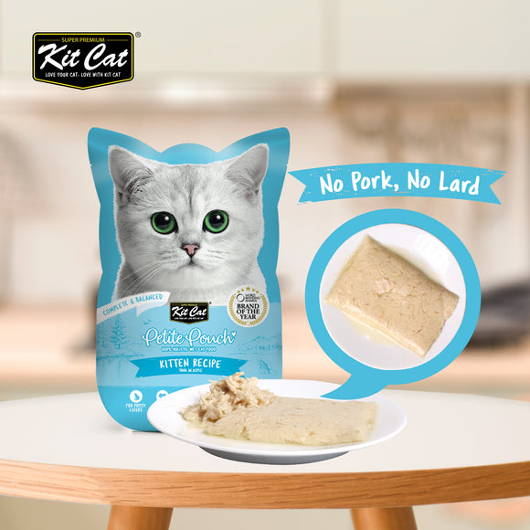 [1ctn=24pcs] Kit Cat Petite Pouch Complete & Balanced Wet Cat Food - Kitten Tuna in Aspic  (70g x 24)
