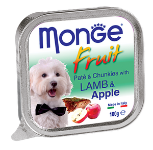 [1ctn=32pcs] Monge Pate & Chunkies with Lamb & Apple Dog Food (100g)