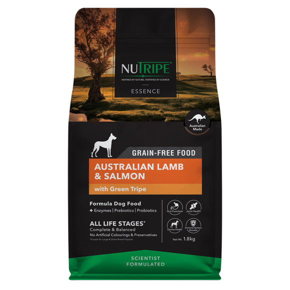 Nutripe Essence Grain Free Australian Lamb & Salmon with Green Tripe Dry Food for Dogs (3 sizes)