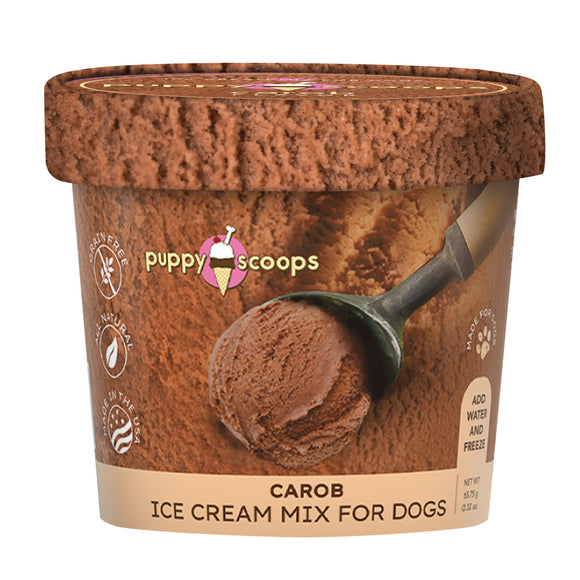Puppy Scoops Freezerless Ice Cream Mix for Dogs (Carob) 2 sizes