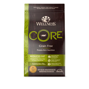 Wellness Core Grain Free Reduced Fat (Deboned Turkey, Turkey Meal & Chicken Meal) Dry food for Dogs (3 sizes)