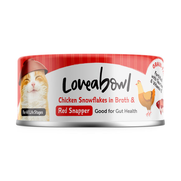 [1ctn=24cans] Loveabowl Chicken Snowflakes in Broth with Red Snapper Wet Canned Food for Cats