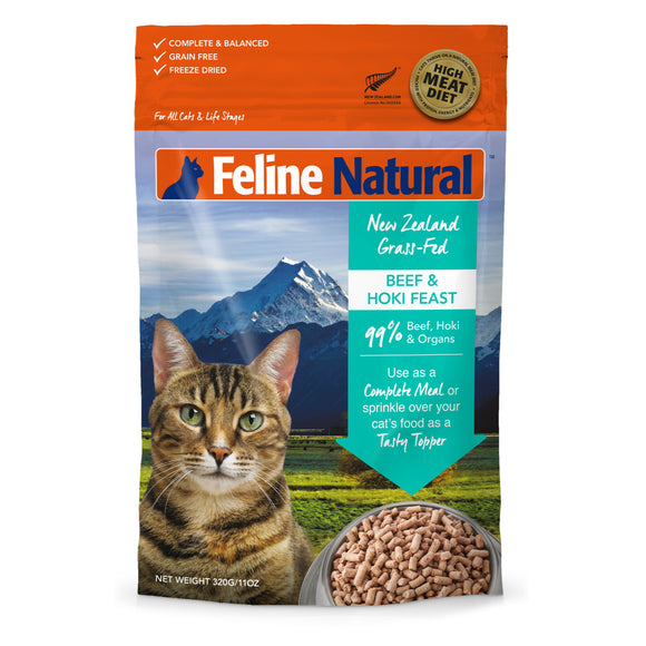 Feline Natural Freeze-Dried Grass-Fed Beef & Hoki Feast Food for Cats (2 sizes)