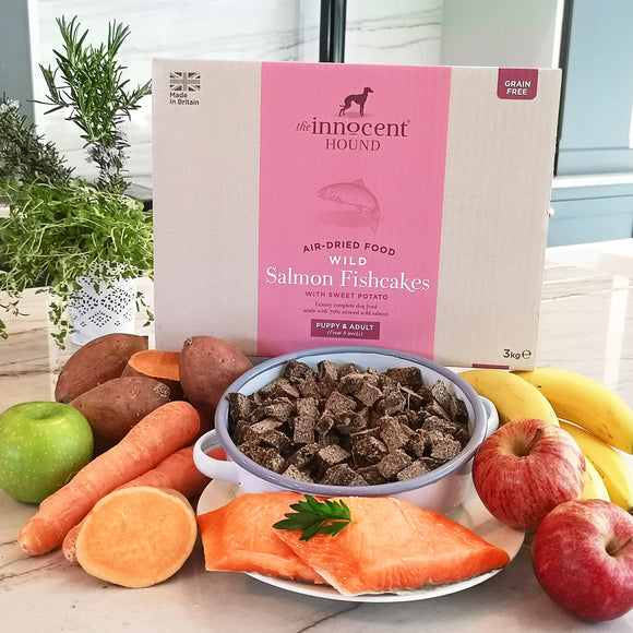 [1114] The Innocent Pet | The Innocent Hound Wild Salmon Fishcakes Air-dried Complete Food for Dogs (3kg)